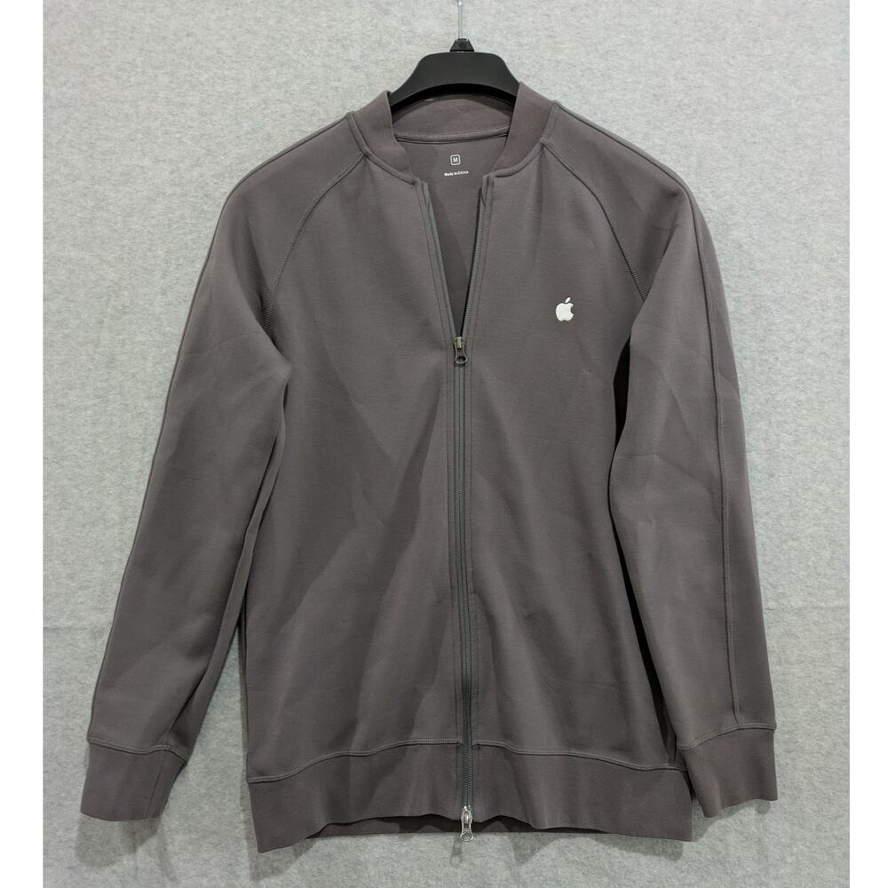 Apple Store Employee‎ Jacket Mens Medium Full Zip Raglan Embroidered Logo Gray